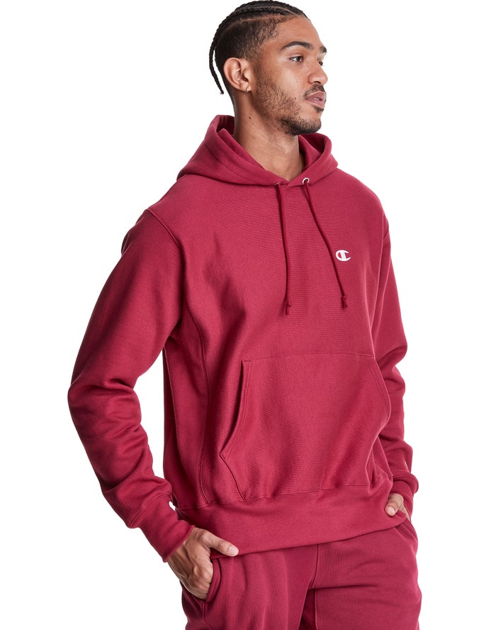 Champion Mens Hoodie NZ - Reverse Weave C Logo Red ( 5694-VPNRW )